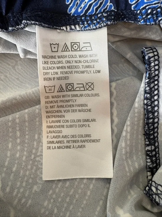 Susan Graver Navy and Blue Wide-Leg Palm Print Palazzo Pants Liquid Knit 1558 - Picture 8 of 12